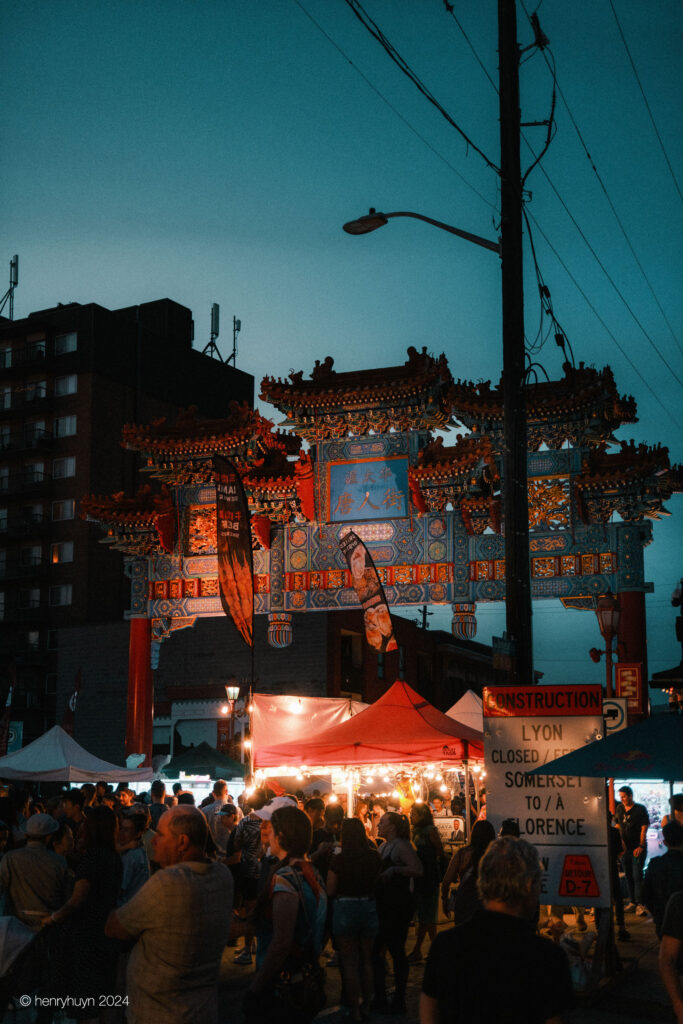 The Ottawa Chinatown Yoyal gate shines even brighter when illuminated, casting a stunning glow that captivates passersby.